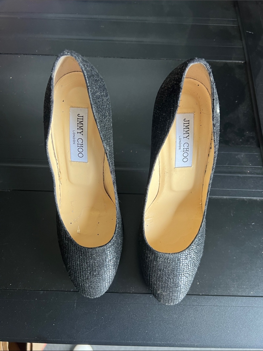 Jimmy Choo Silver Metallic Textured Pumps